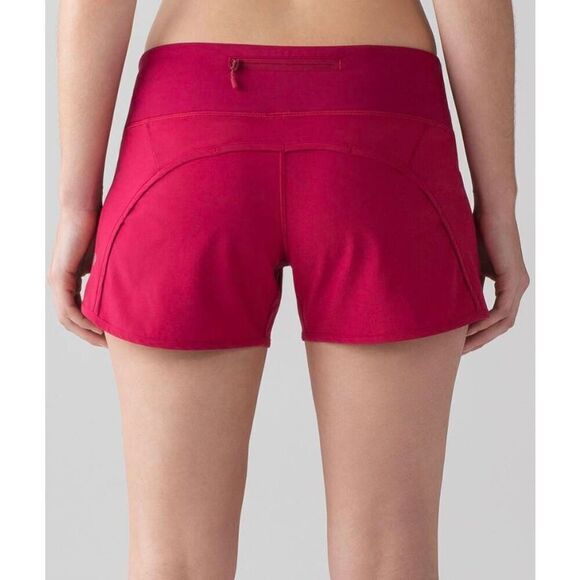 LULULEMON ATHLETICA Run Times Short '4-Way Stretch 4' in Ruby Red Size 8 - Picture 1 of 5
